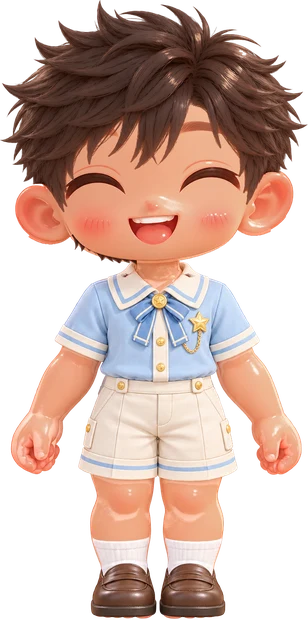 刺蝟頭、藍天制服的男生角色